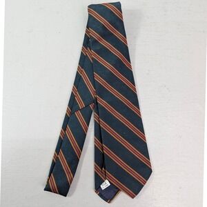 Horchow Men's Silk Necktie Stripe Teal Green Burgundy Gold Diagonal USA 52"